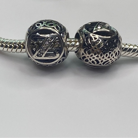 Sterling Silver Vintage Letter Z Charm - Picture 2 of 6